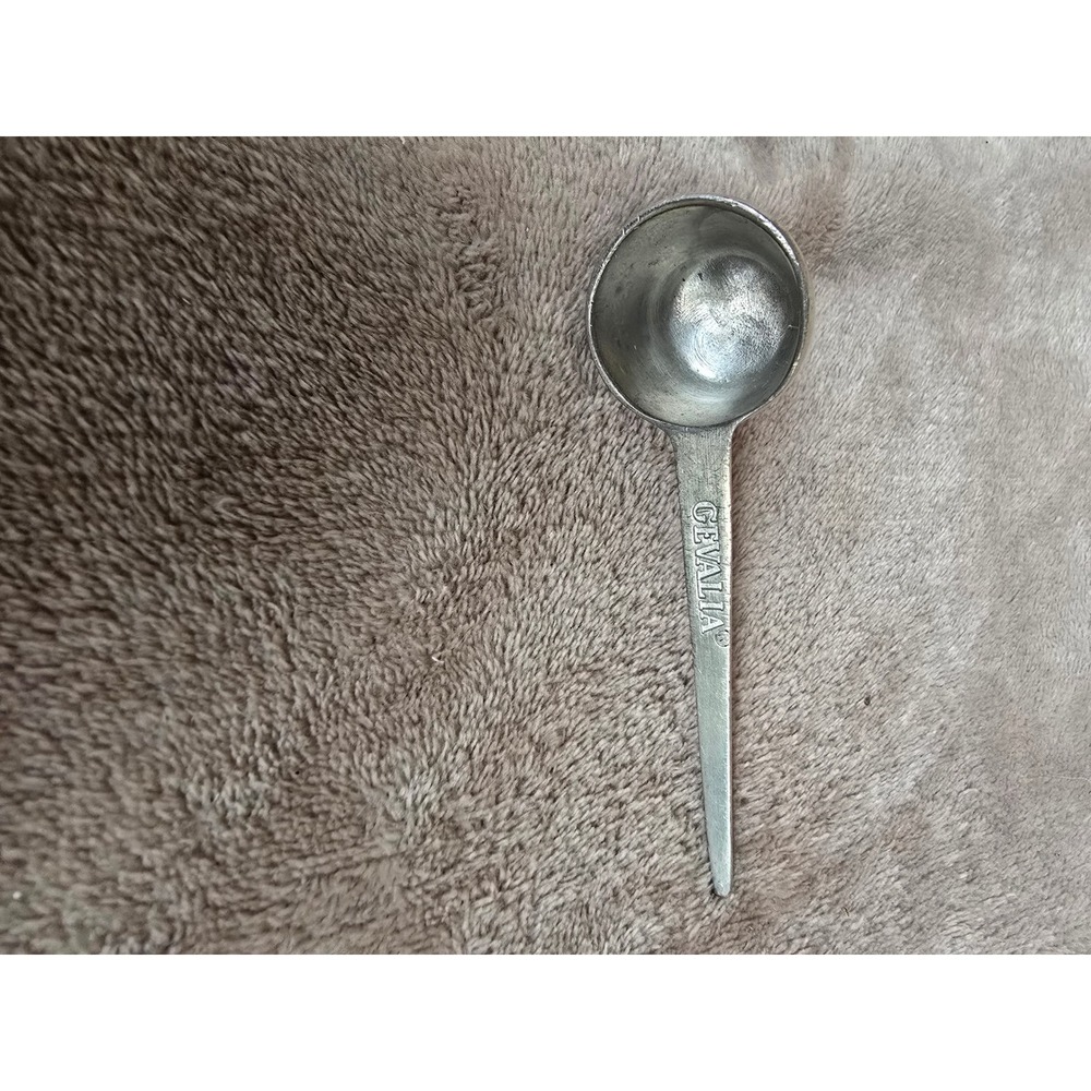 Gevalia Kaffe Coffee Scoop Pewter Metal Measuring Spoon Vintage Silver Tone